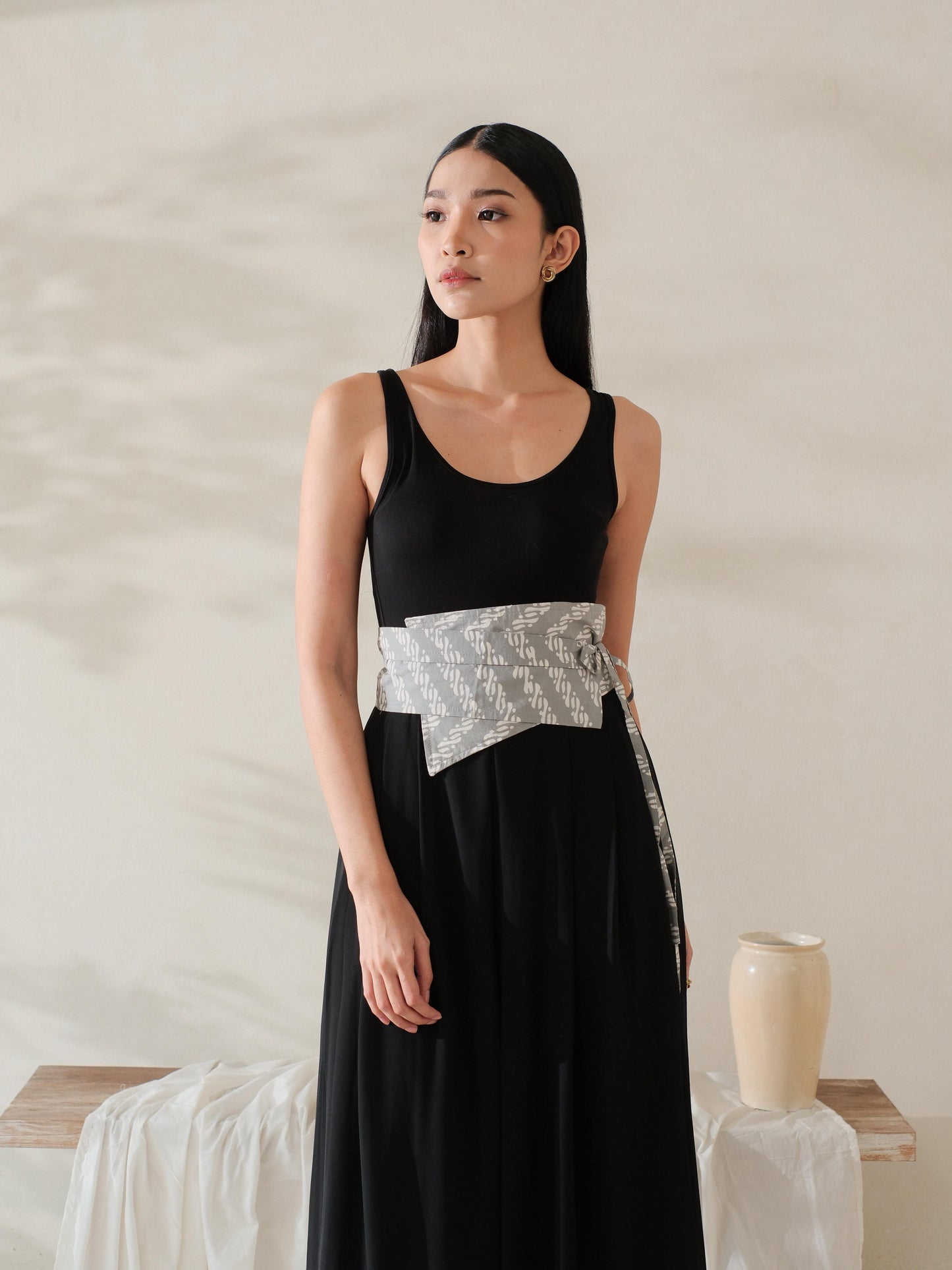 Tiara in Grey - Obi Belt Batik