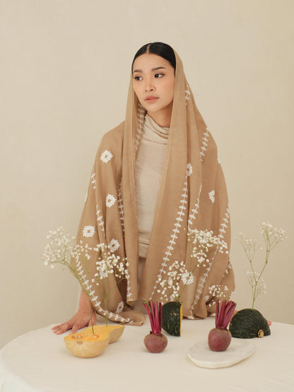 Noor in Brown Shawl - Selendang Batik