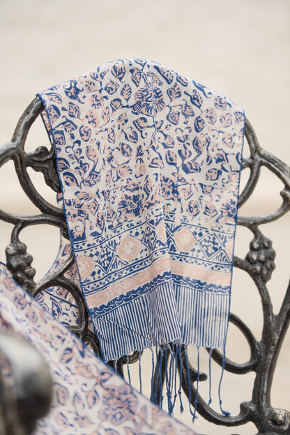 Scarf Batik Apusan - Daun Puring - Blue | DNB