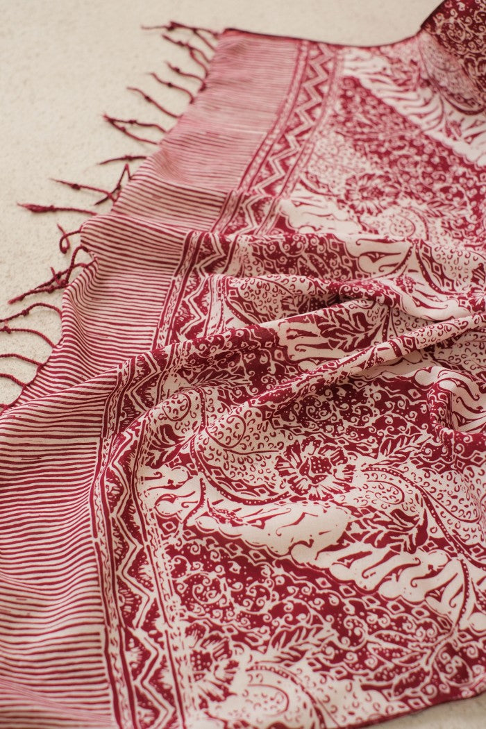 Selendang Batik TCN Parang Bunga Maroon - 80