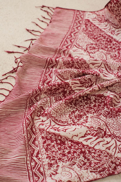 Selendang Batik TCN Parang Bunga Maroon - 80