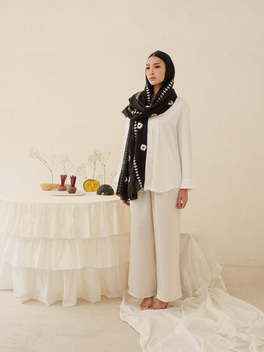 Noor in Black Shawl - Selendang Batik