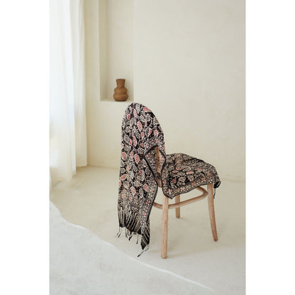 Syal Batik Sutra Calathea in Black - 55
