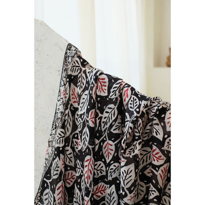 Syal Batik Sutra Calathea in Black - 55