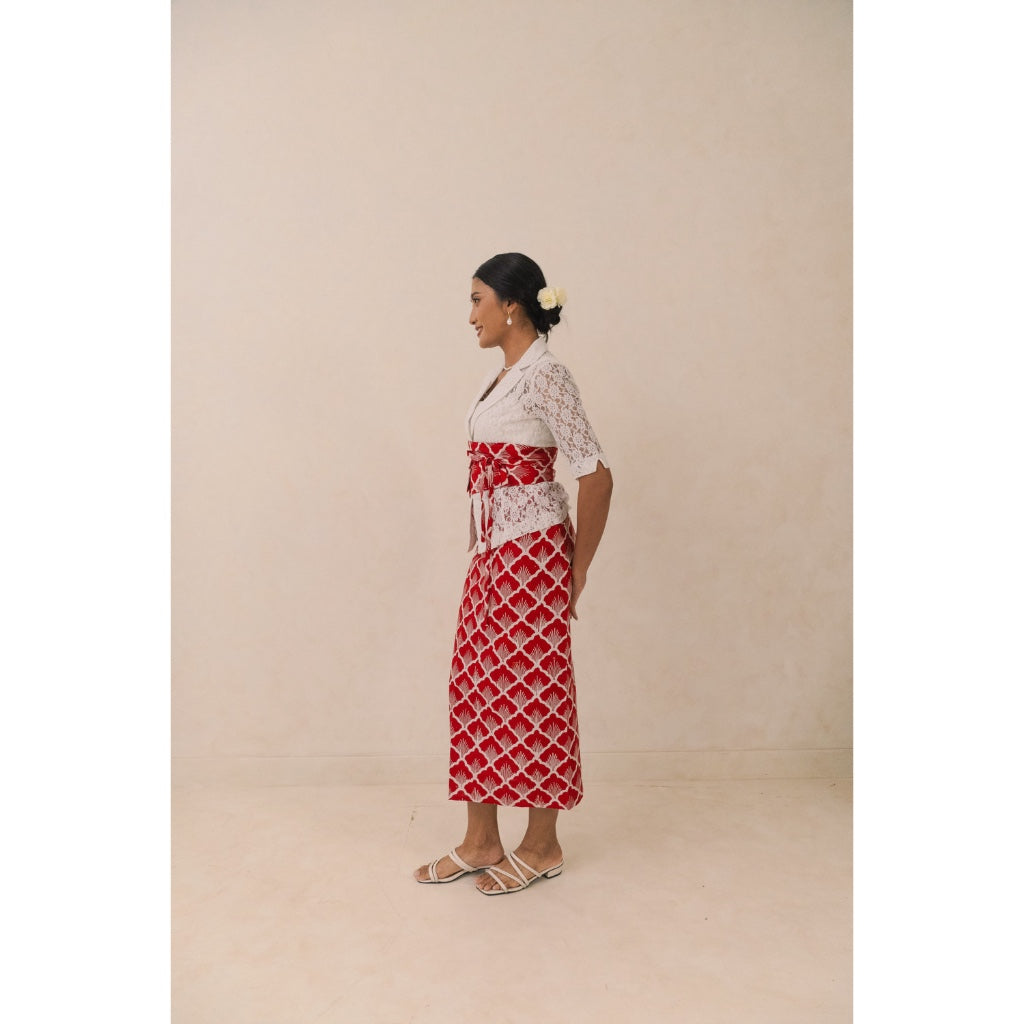Darra in Red - Obi Belt Batik