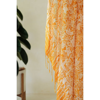 Peacock in Yellow - Selendang Sutra Batik