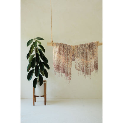 Peacock in Grey - Selendang Sutra Batik