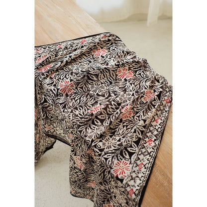 Adenium in Black - Syal Batik Sutra - 55