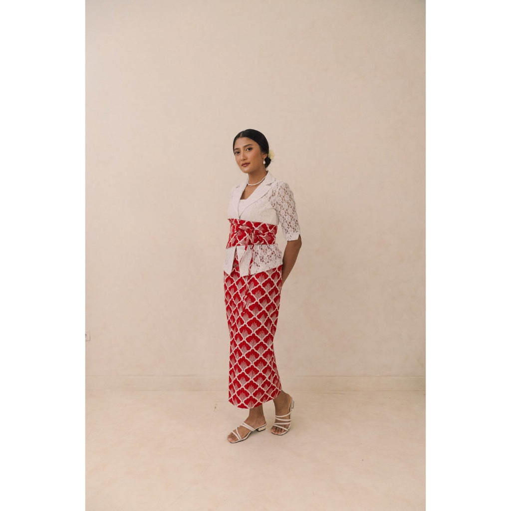Darra in Red - Obi Belt Batik