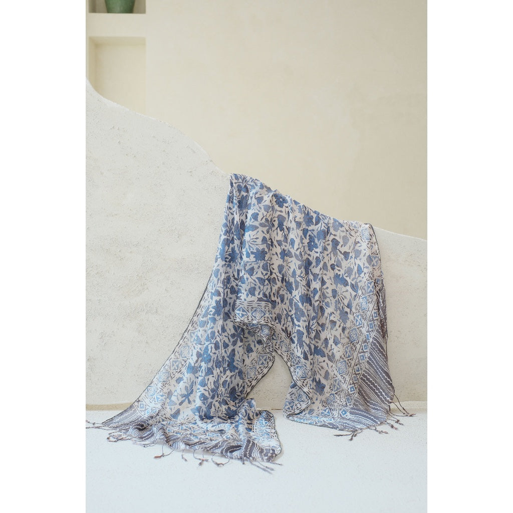 Syal Batik Sutra Merana in Blue - 55