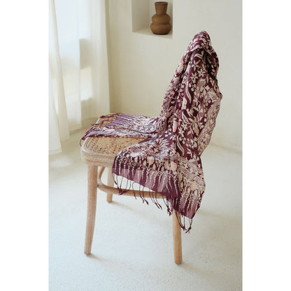 Syal Batik Sutra Rambat Dolar in Maroon - 55