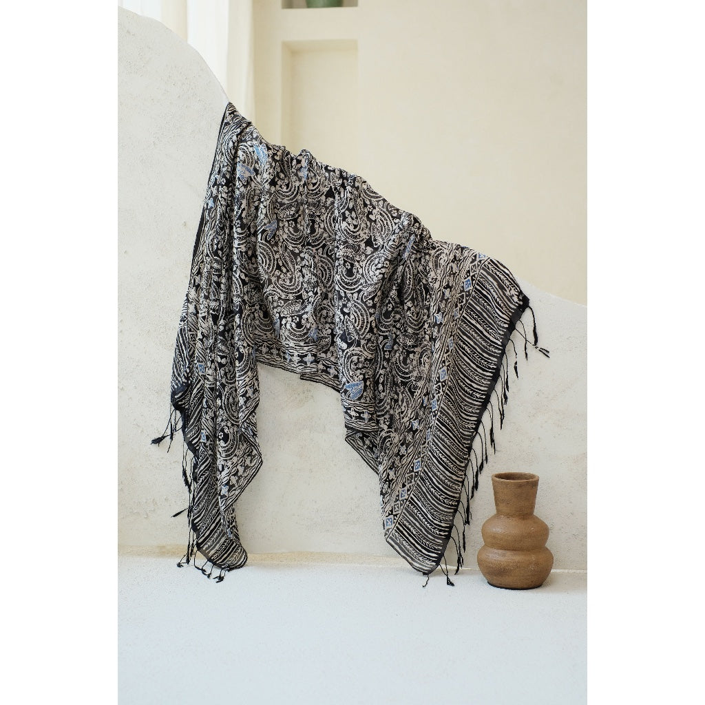 Syal Batik Sutra Aburi in Blue - 55