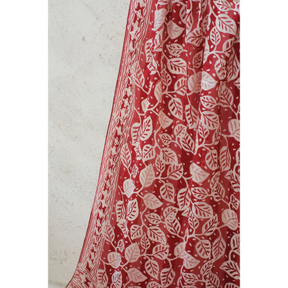 Syal Batik Sutra Calathea in Red - 55