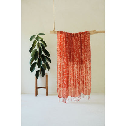 Selendang Sutra Batik Susan in Red