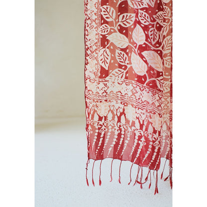 Calathea in Red - Selendang Sutra Batik