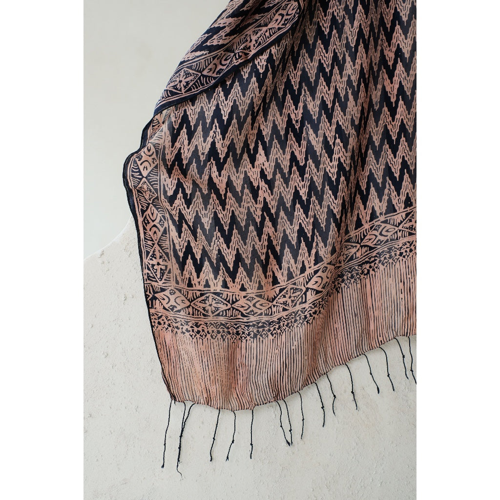 Syal Batik Sutra Songket in Black - 55
