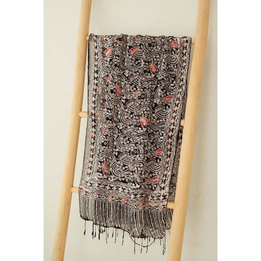 Syal Batik Sutra Aburi in Red - 55