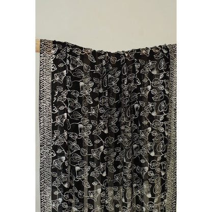 Selendang Sutra Batik Bunga Sepatu in Black