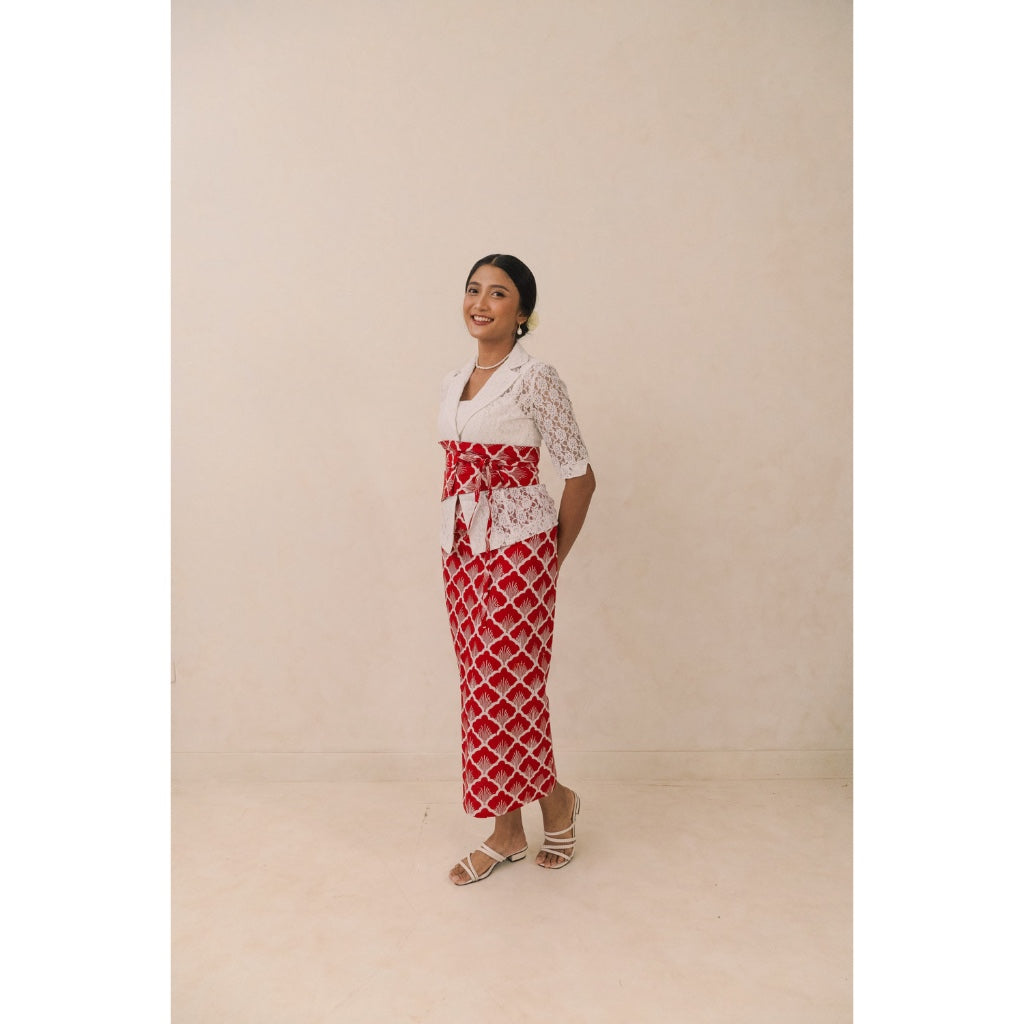 Darra in Red - Obi Belt Batik