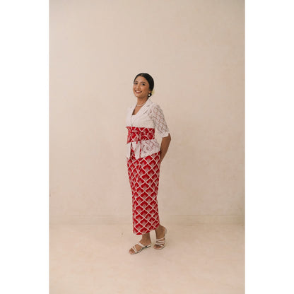 Darra in Red - Obi Belt Batik