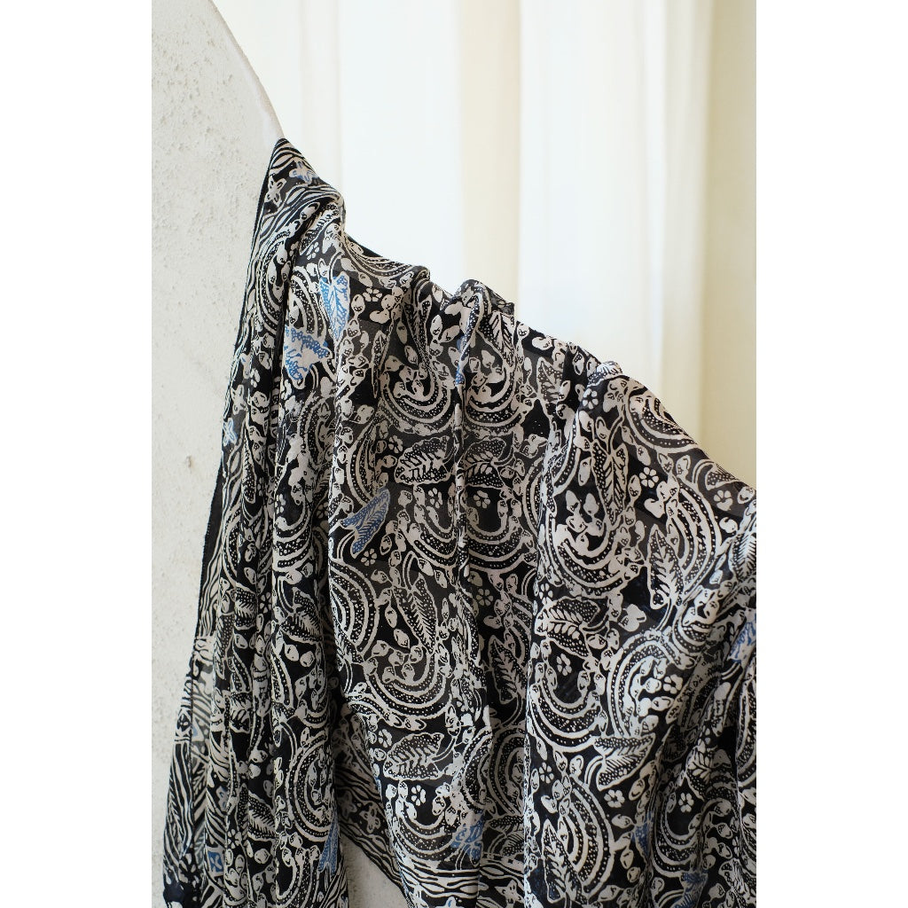 Syal Batik Sutra Aburi in Blue - 55