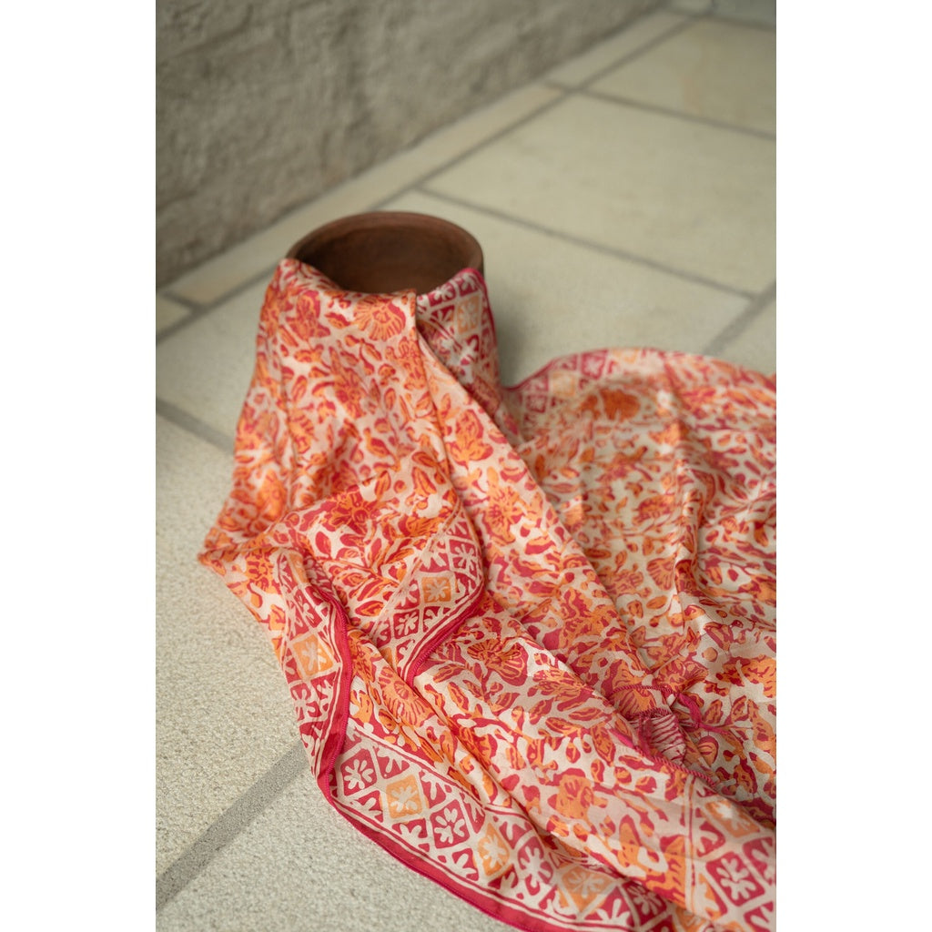 Syal Batik Sutra Orange 08