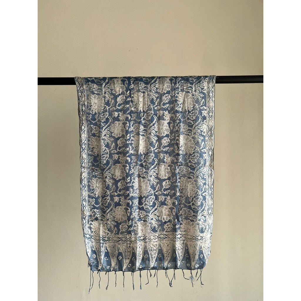Syal Batik Sutra Pastel Blue 01