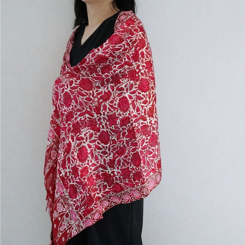 Syal Batik Sutra Pink 11