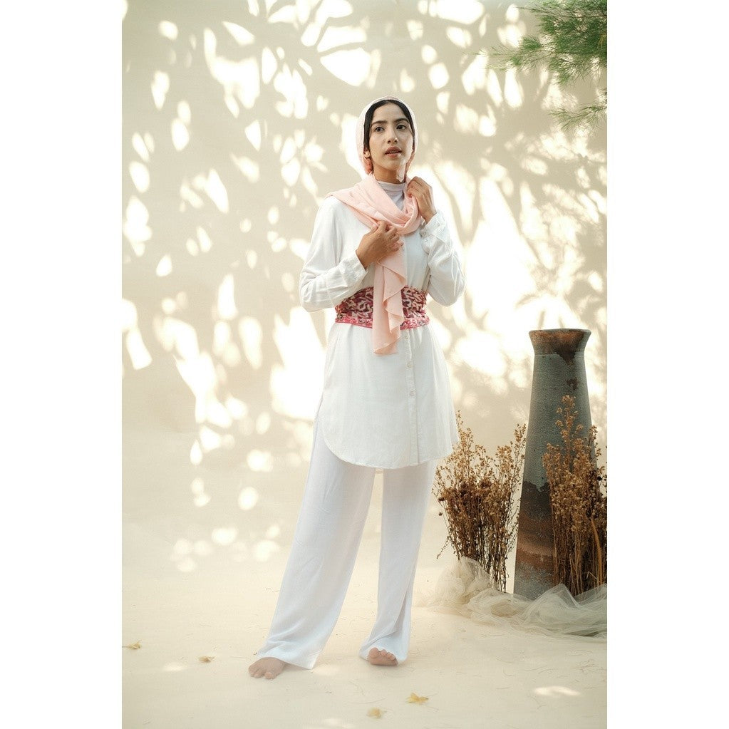 Embroidery Hijab Shawl - Hanna - Rose Quartz