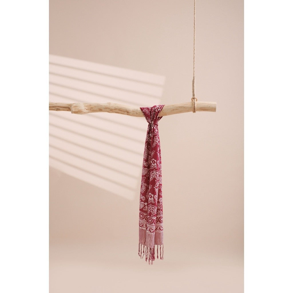 Scarf Batik TCN Daun 2 Maroon Red