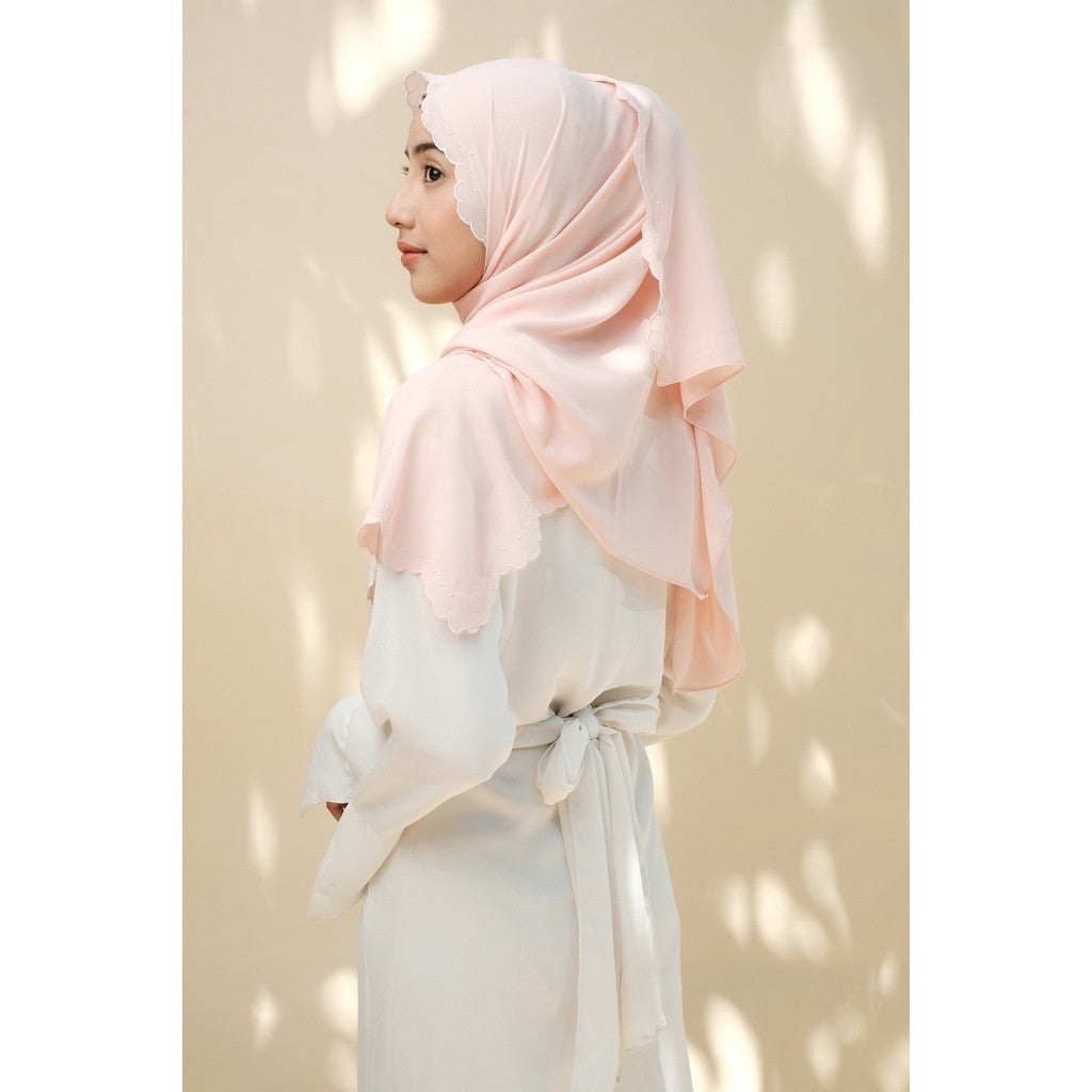 Embroidery Hijab Shawl - Malek - Rose Quartz