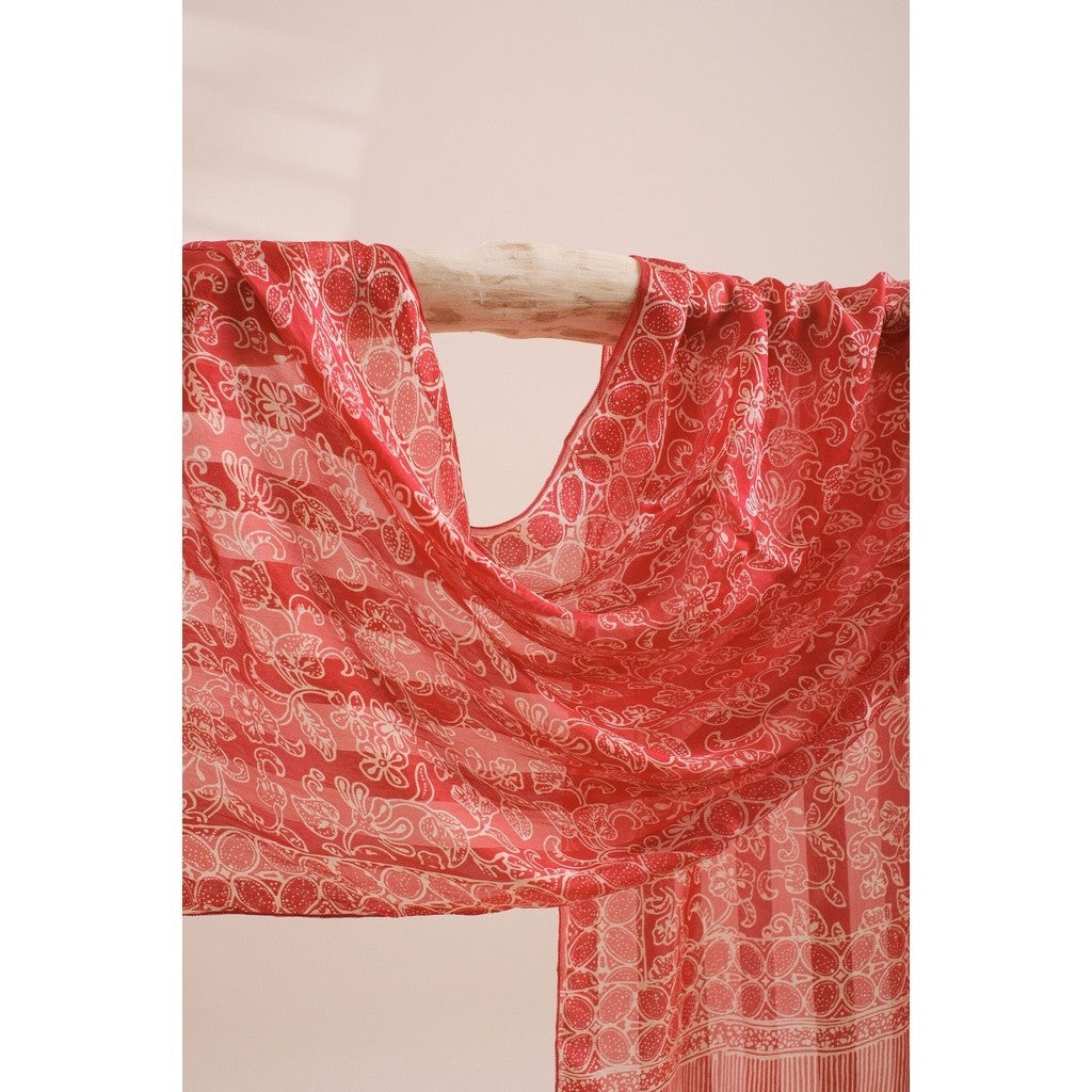 Syal Batik Sutra Red 01