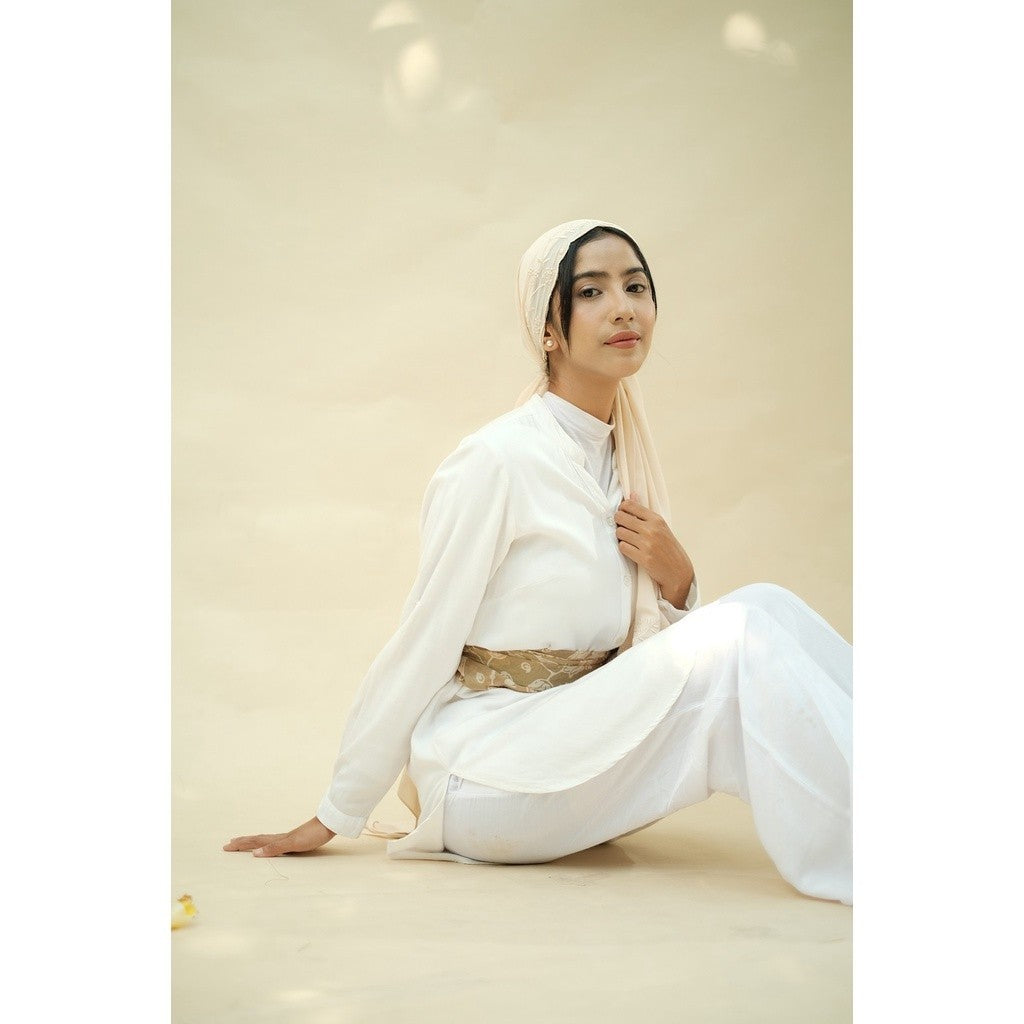 Embroidery Hijab Shawl - Hanna - Oat