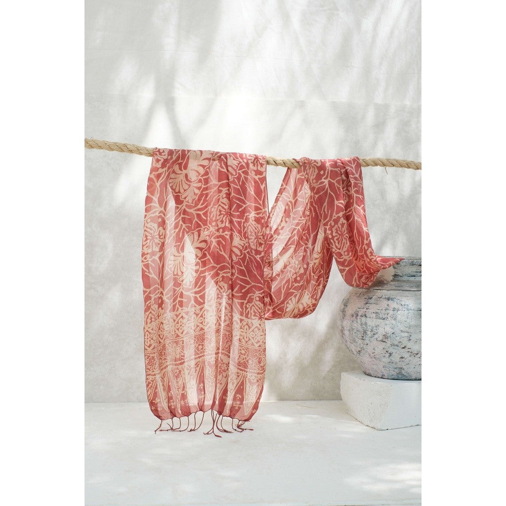 Syal Batik Sutra Ranting - Pink - 45