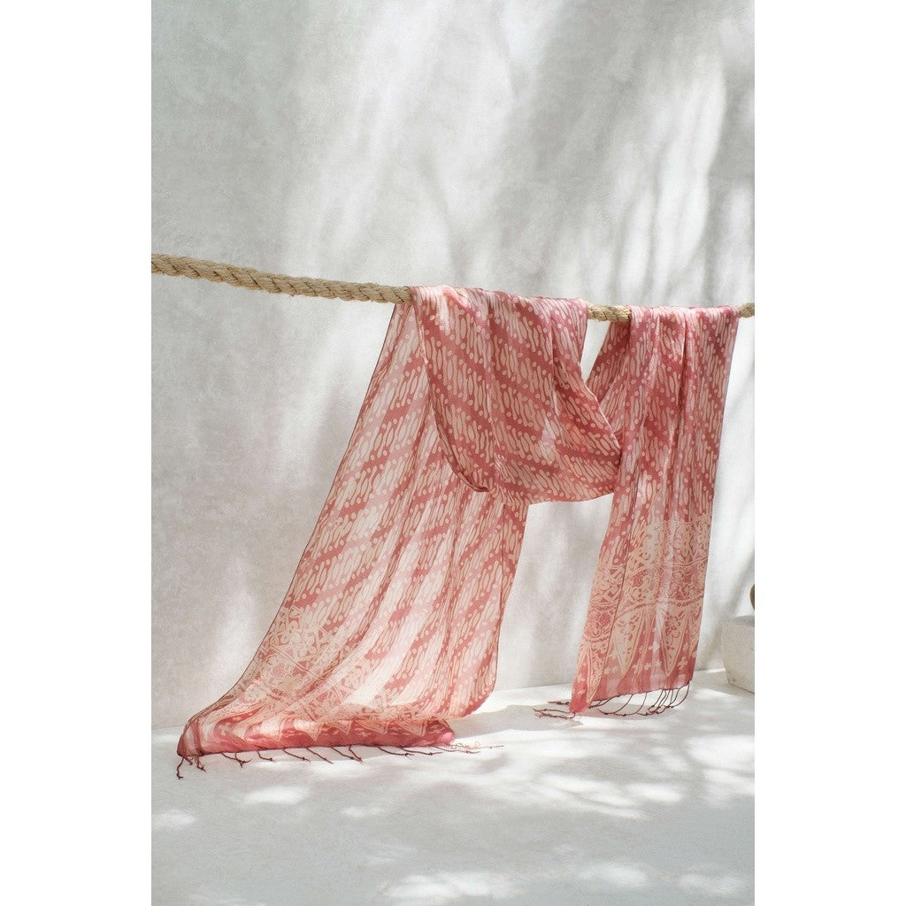Syal Batik Sutra Parang - Pink - 45