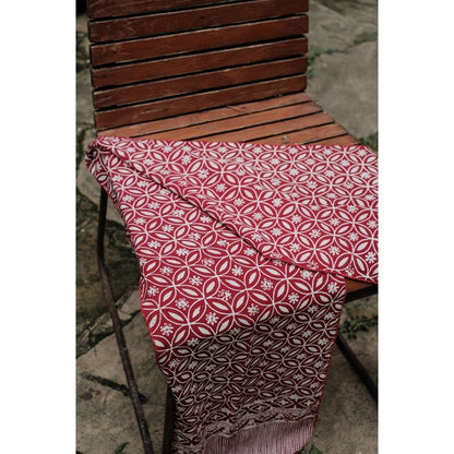 Scarf Batik TCN Kawung 3 Maroon Red