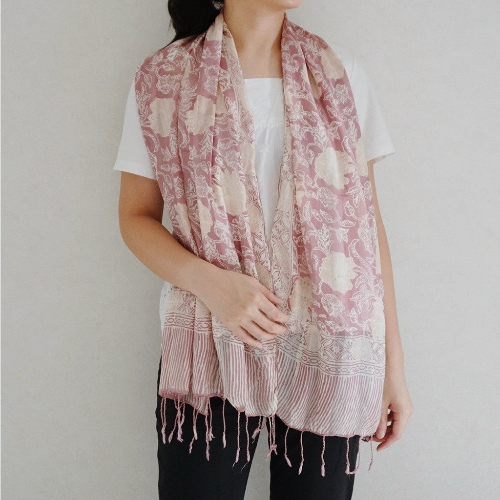 Syal Batik Sutra Pastel Purple 01