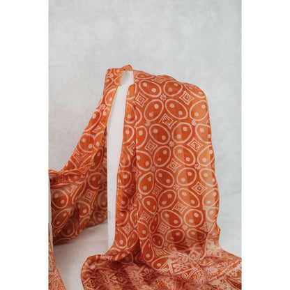 Syal Batik Sutra Kawung kancing - Brown - 45