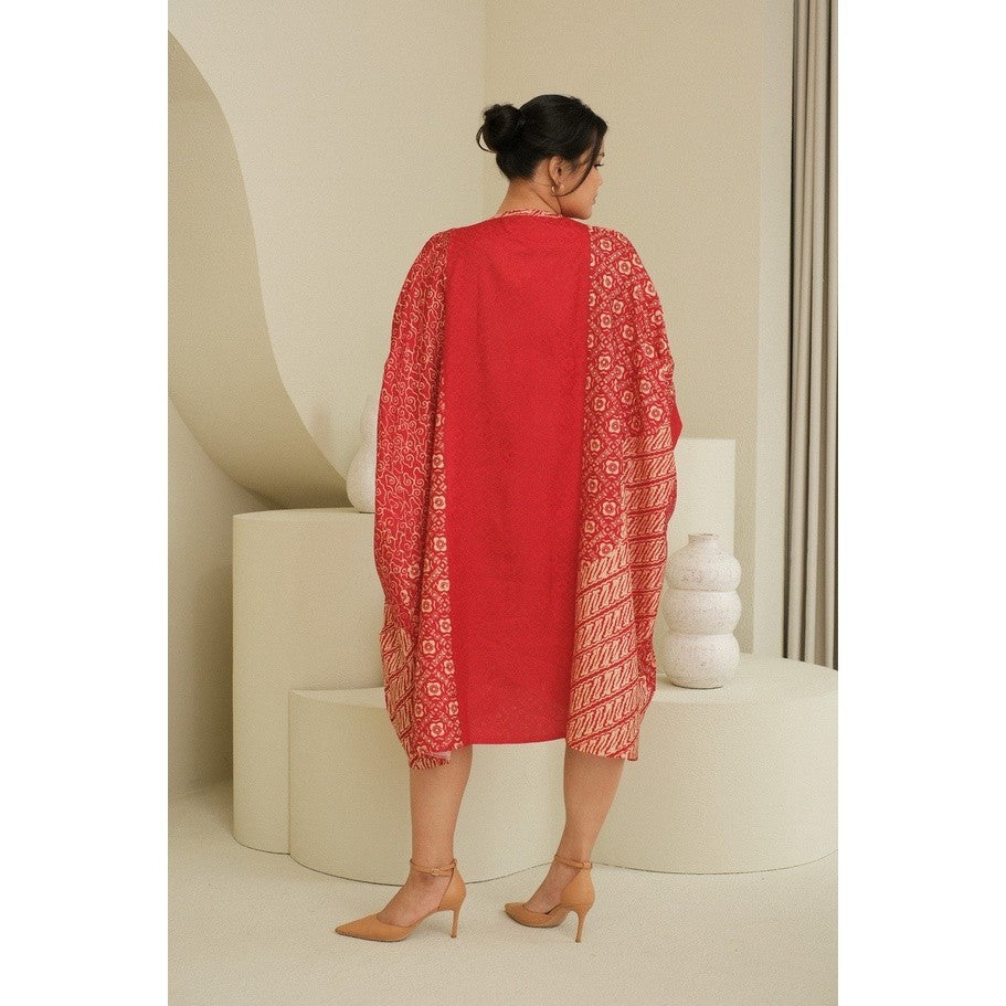 Kaiyana Kaftan Batik Dress - Red