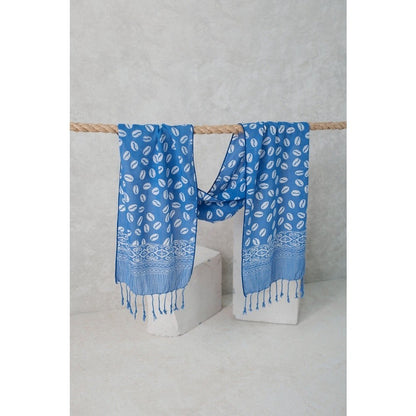 Scarf Batik Biji Kopi Biru Muda