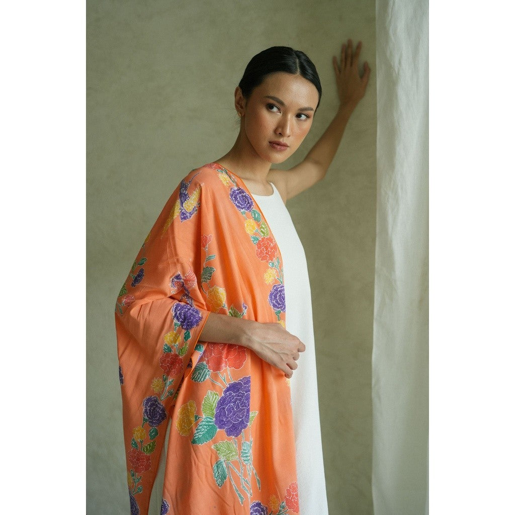 Selendang Batik Encim Plain Peach