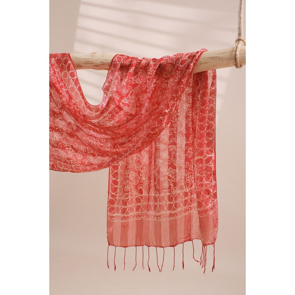 Syal Batik Sutra Red 01