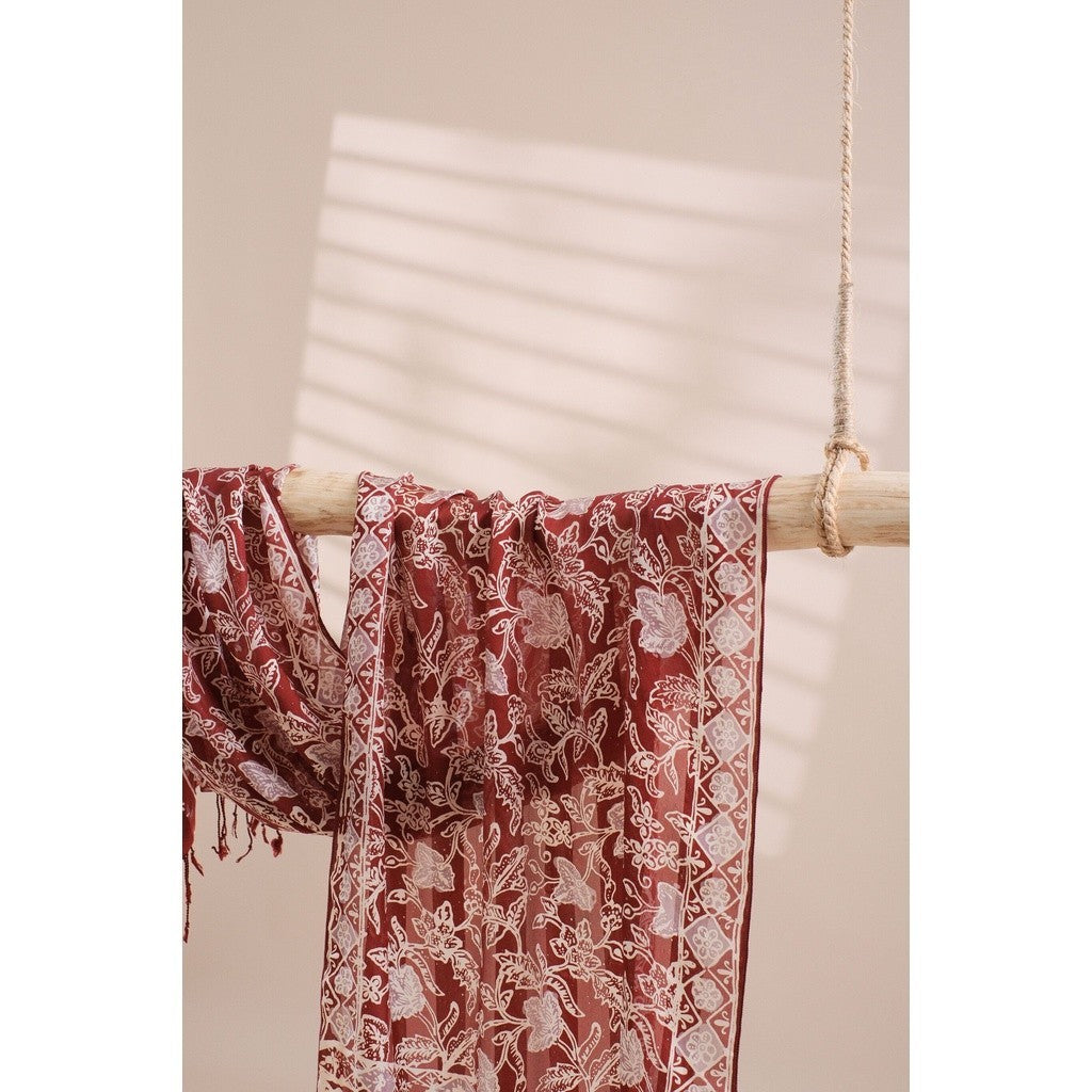 Syal Batik Sutra Brown 05