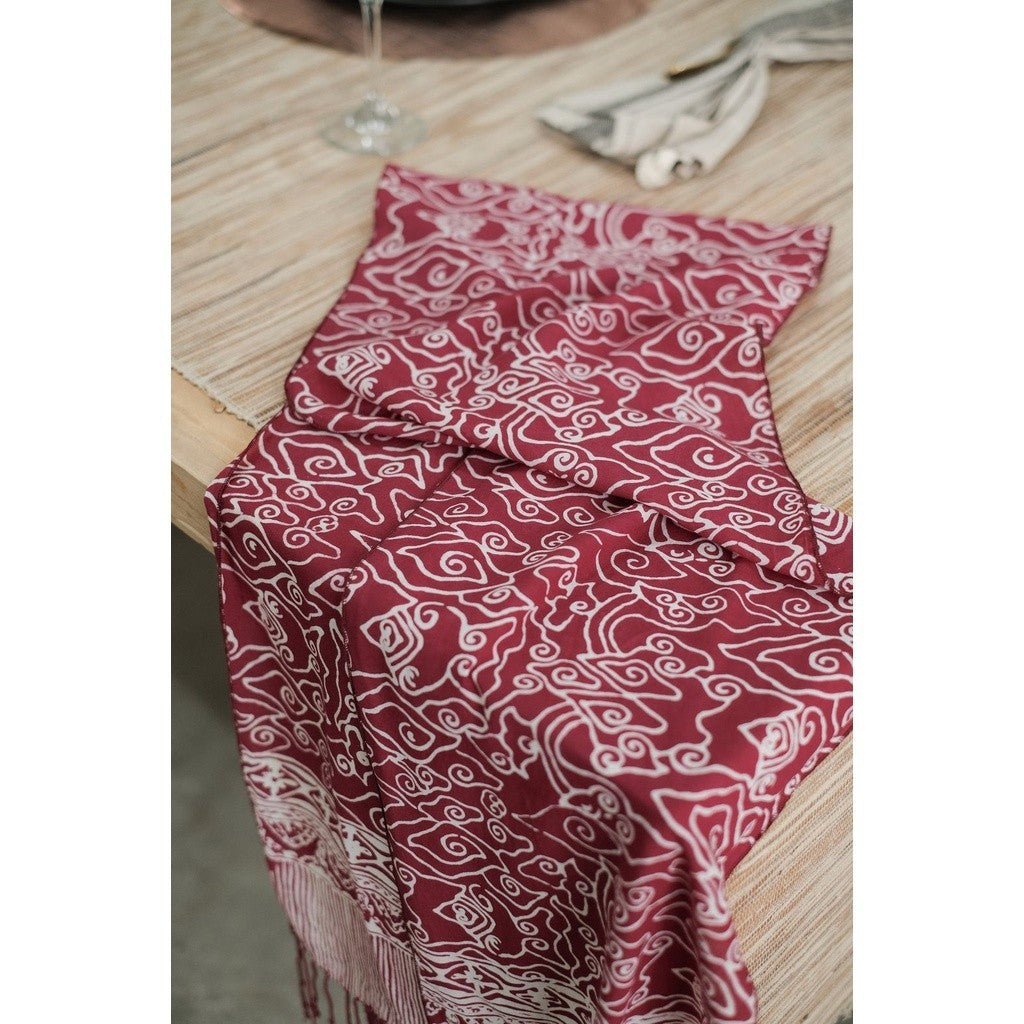Scarf Batik TCN Mega Mendung Maroon Red