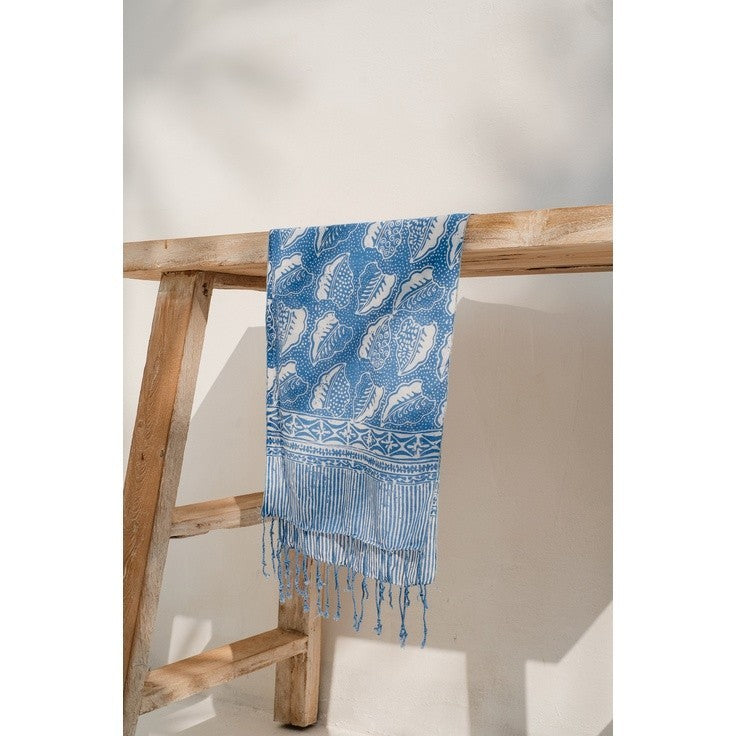 Scarf Batik TCB Daun Blue