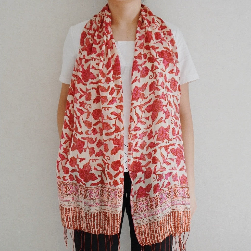 Syal Batik Sutra Pink 06