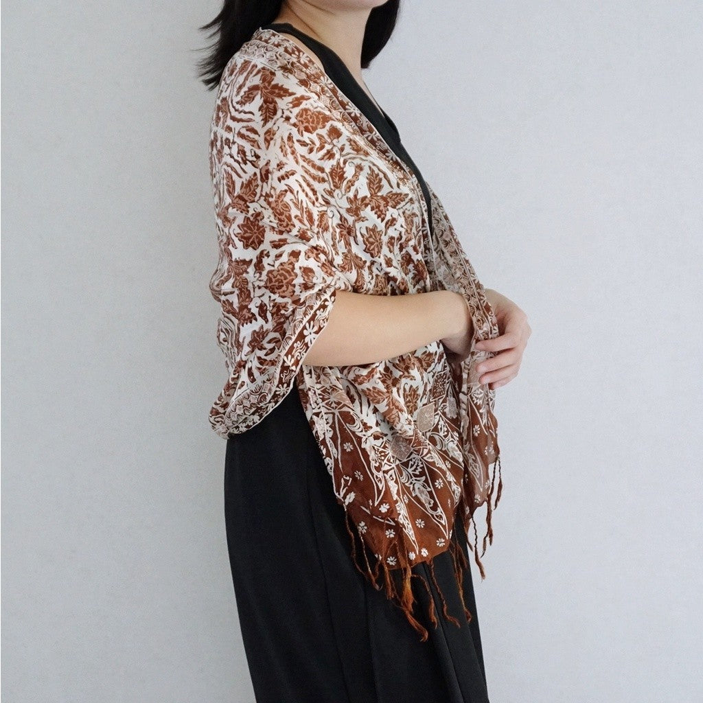 Syal Batik Sutra Brown 06