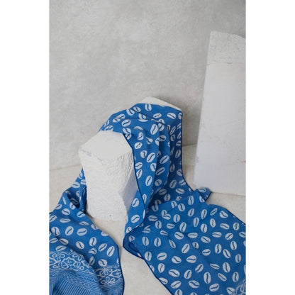 Scarf Batik Biji Kopi Biru Muda