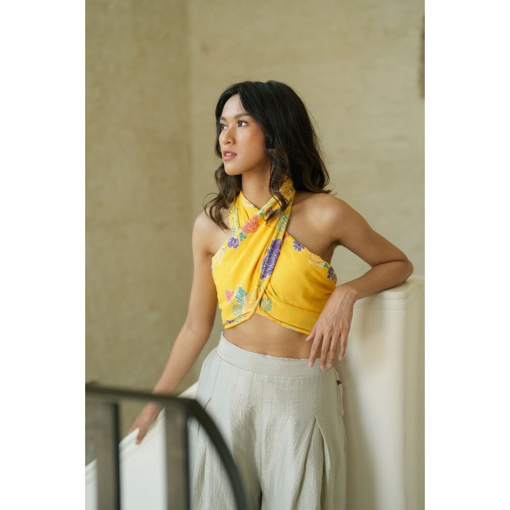 Selendang Batik Encim Plain Yellow