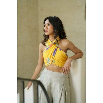 Selendang Batik Encim Plain Yellow